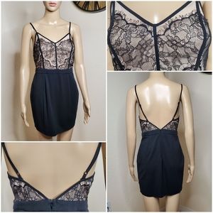 Embroidered Short Black Dress - Size Medium